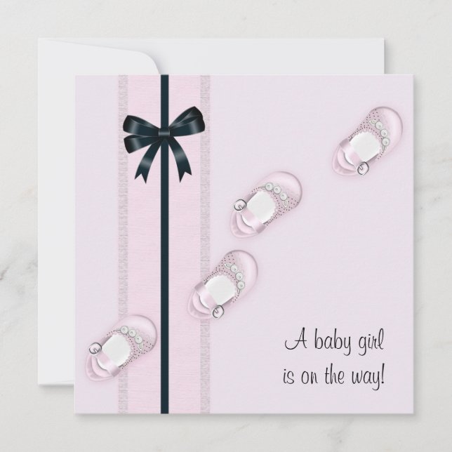 Convite Calçados Rosa Chá de fraldas Rapariga (Frente)