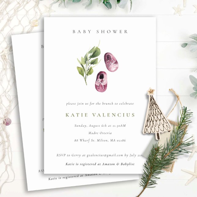 Convite Calçados Verdes Cor-de-Rosa Brilhantes Chá de fral (Criador carregado)