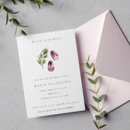 Convite Calçados Verdes Cor-de-Rosa Brilhantes Chá de fral