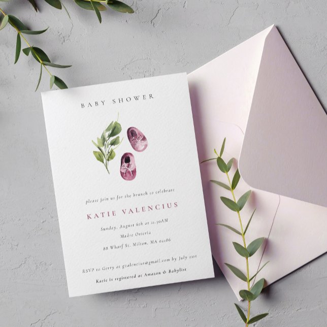 Convite Calçados Verdes Cor-de-Rosa Brilhantes Chá de fral (Criador carregado)