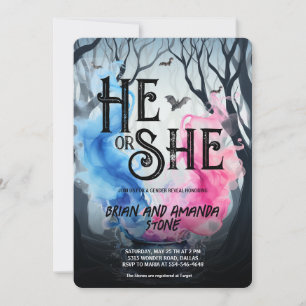 Convite Caldeirão de Bruxa Rosa Azul Revelação de Gênero n