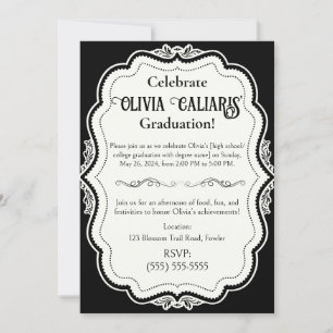 Convite Caleidoscópio de Celebração: Preto e Creme