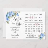 calendar save the date Pink floral wedding day