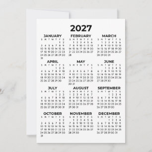Convite Calendário Anual 2027 Básico Simples