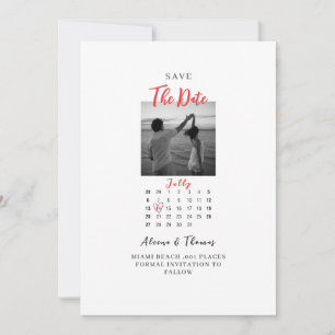 Convite Calendário chic em preto e branco para salvar a da