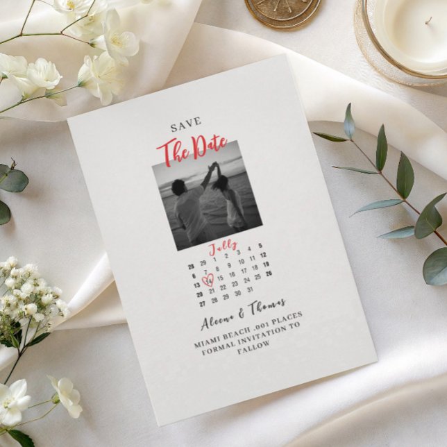 Convite Calendário chic em preto e branco para salvar a da (Criador carregado)