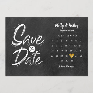Convite Calendário Coração Dourado Quadro Negro Salve a Da