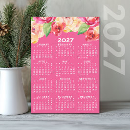Convite Calendário de 2027 com Flores de Aquarela Pintadas