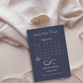 Convite Calendário de Casamento Infinity Navy Blush Save T
