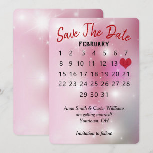 Convite Calendário de Casamento Salve a Data em Bokeh Rosa