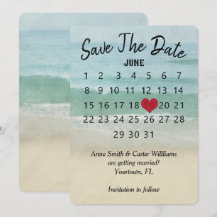 Convite Calendário de Casamento Salve a Data Praia do Ocea