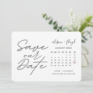 Convite Calendário de Data de Salvamento de Script Branco