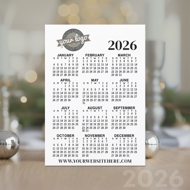 Convite Calendário de exibição do ano de cheio com o logot (2026 Calendar Card)