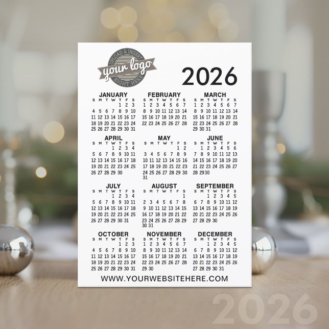 Convite Calendário de exibição do ano de cheio com o logot (2026 Calendar Card)