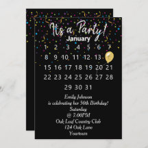 Calendário de festa de aniversário com Confetti