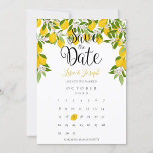 Convite Calendário de Lembrete de Data de Flor de Limão e