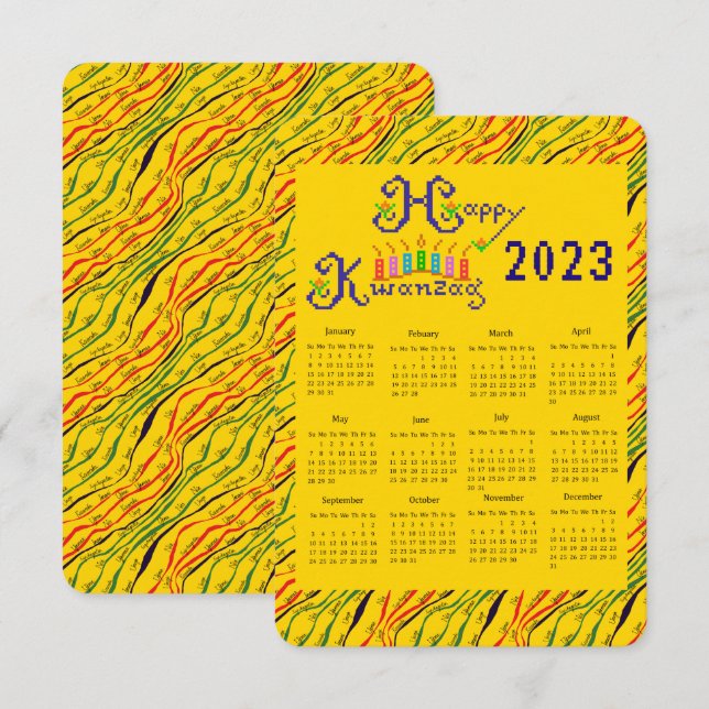 Convite Calendário de Mão Feliz Kwanzaa (Frente/Verso)
