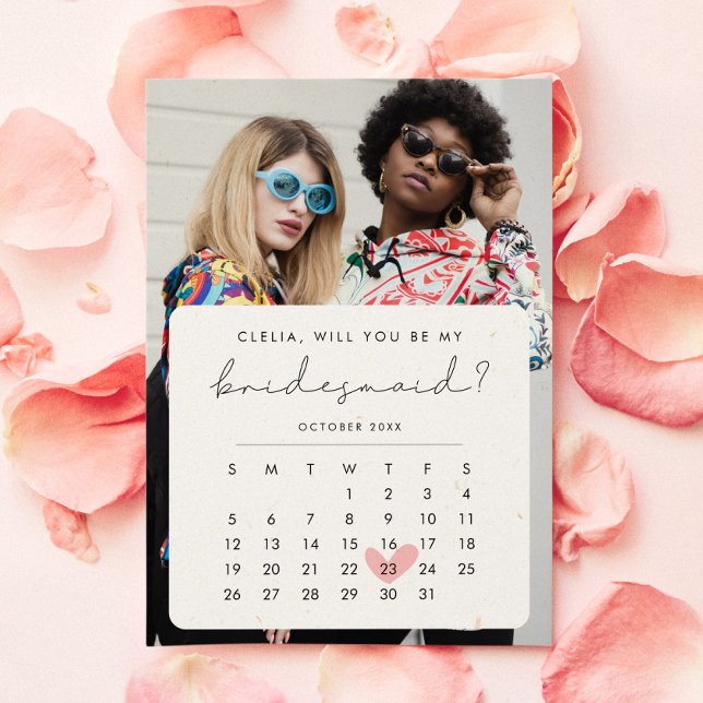 Convite Calendário de Proposta de Bridesmaid da Foto Moder (Criador carregado)