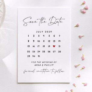 Convite Calendário de Script Moderno Casamento Salve a Dat