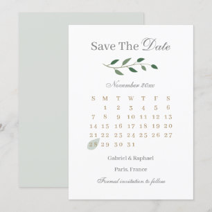 Convite Calendário de Verdes da Eucalipto Save The Date Ca