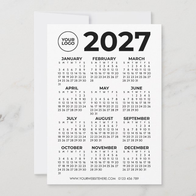 Convite Calendário de Visão do Ano Completo de 2027 Logoti (Frente)