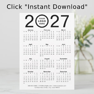 Convite Calendário Digital Personalizado 2027 com Logotipo