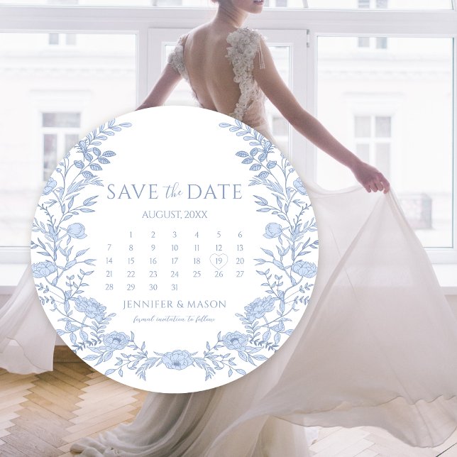 Convite Calendário Floral Azul Claro Salvar O Círculo De D (Criador carregado)