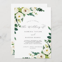 Convite Calendário Floral Branco Elegante de Eventos Casad