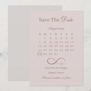 Convite Calendário Infinity Dusty Pink Save The Date Casam