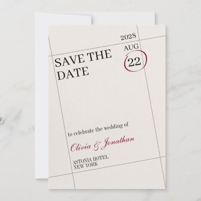 Convite Calendário Marcado Salvar Data Personalizar Imagem (Frente)