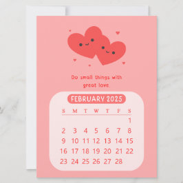 Convite Calendário Mensal de Coração Motivacional de Fever