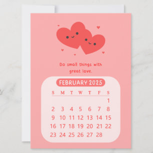 Convite Calendário Mensal de Coração Motivacional de Fever