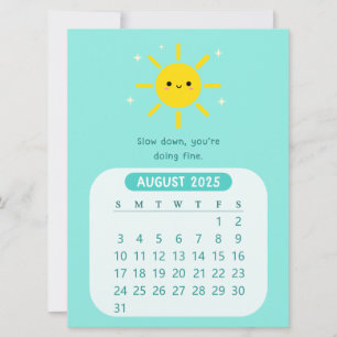 Convite Calendário Mensal de Motivação Kawaii de Agosto de