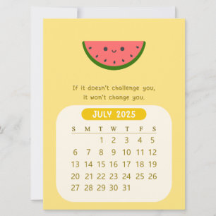 Convite Calendário Mensal de Motivação Kawaii de Julho de