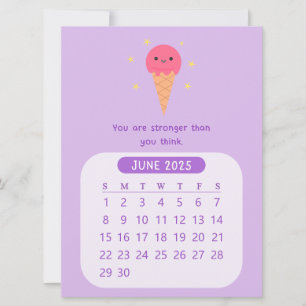 Convite Calendário Mensal de Motivação Kawaii de Junho de