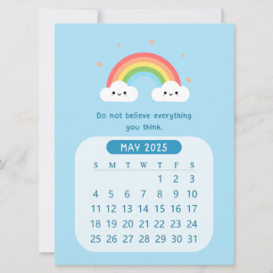Convite Calendário Mensal de Nuvens Fofas Motivacional de