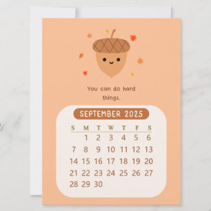 Convite Calendário Mensal Motivacional Fofo de Setembro de