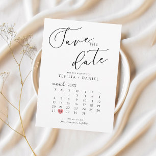 Convite Calendário Minimalista Elegante de Salvar a Data 