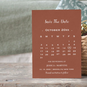 Convite Calendário moderno de terracota não-fotográfico pa