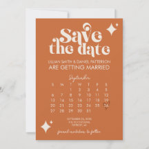 Calendário Retro de Casamento Save The Date