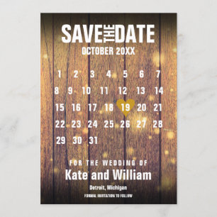 Convite Calendário Rustic Wood Salvar a Data
