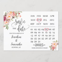 calendário salvar a data Dia do casamento floral c