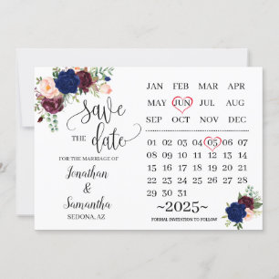 Convite Calendário salvar a data do dia do casamento de bu
