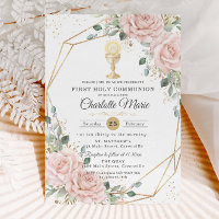 Cálice de Ouro da Primeira Comunhão Floral Blush