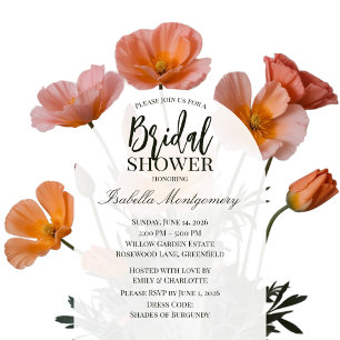 Convite California Poppy Floral Nupcial