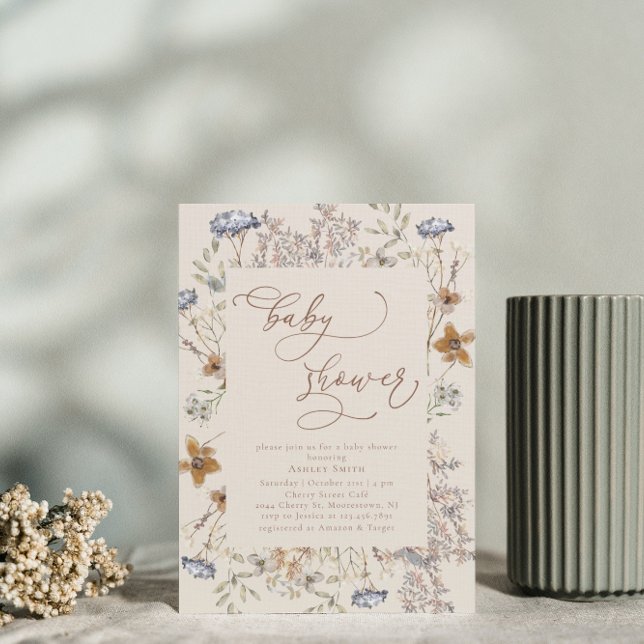 Convite Caligrafia Aquarela Chá de fraldas (Criador carregado)