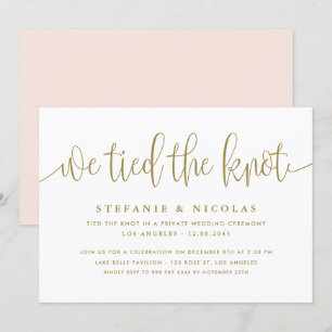 Convite Caligrafia Bonito Dourada, Nós Amarramos O Casame