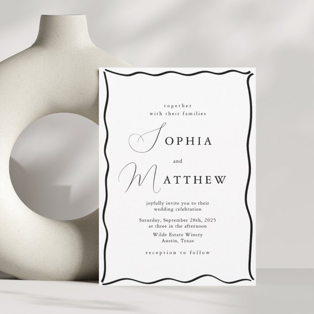 Convite Caligrafia Casamento Mínimo de Frame Desenhado Mão (Criador carregado)