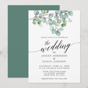 Convite Caligrafia Caseira Eucalyptus Greenery