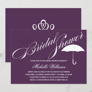 Convite Caligrafia Chá de panela Roxo